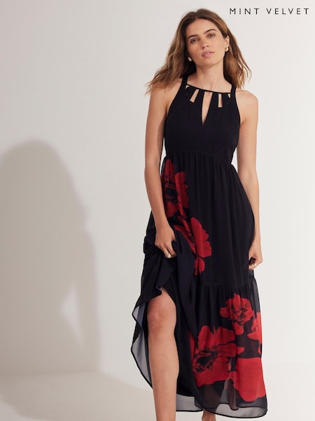 Mint Velvet Red Floral Print Maxi Dress (H86576) | AED932