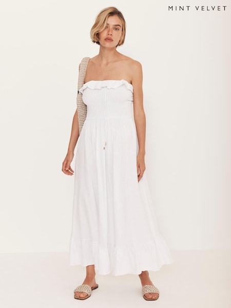 Mint Velvet White Bandeau Midi Dress (H86579) | €142