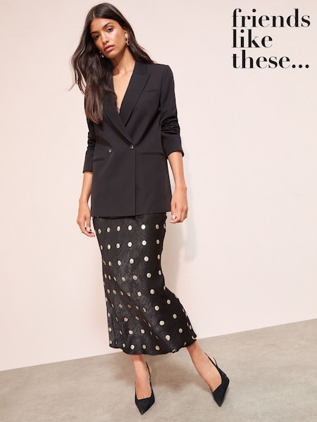 أسود منقط - Friends Like These Metallic Slip Skirt (H86583) | ‏187 ر.ق.