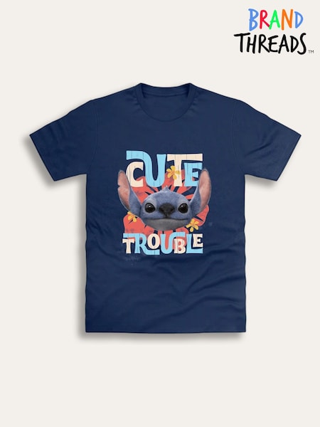 Brand Threads Blue Disney Lilo and Stitch Movie T-Shirt (H86596) | 79 QAR