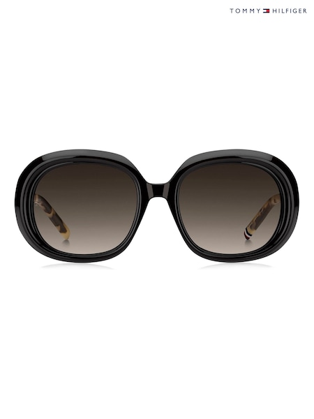 Tommy Hilfiger Black Round Sunglasses in Black and Havana (H86598) | R$ 1.470
