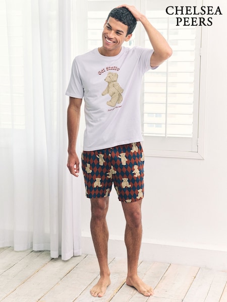 Chelsea Peers Get Stuffed Argyle Bear Print Short Pyjamas Set (H86622) | ‏173 ر.ق.