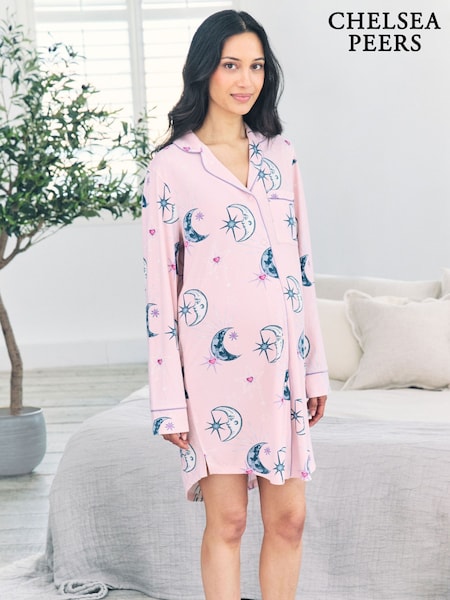 Chelsea Peers Pink Maternity Astral Hearts Print Nightshirt (H86625) | €40