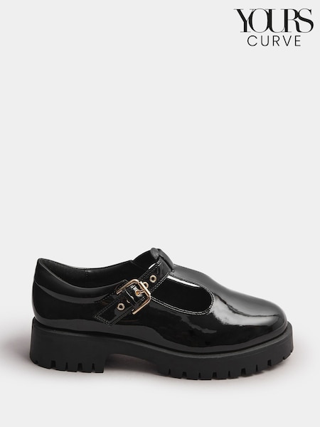 Yours Curve Black Extra Wide Fit Extra Wide Fit T-Bar Patent Mary Jane Shoes (H86751) | €47