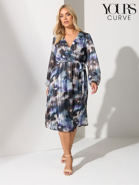 Yours Curve Blue London Satin Wrap Dress (H86754) | €75