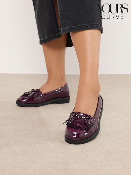 Yours Curve Extra Wide Fit Tassel Patent Loafers (H86755) | ‏215 د.إ.‏