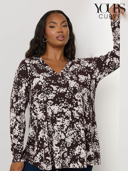 Yours Curve Henley Ribbed Swing Top (H86759) | R$ 235