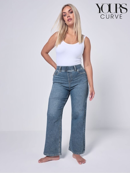 Yours Curve Blue Wide Fit Wide Leg Jeggings (H86763) | €38