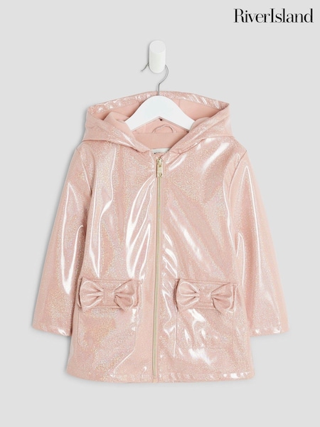 River Island Pink Girls Glitter Rain Mac (H86824) | €40