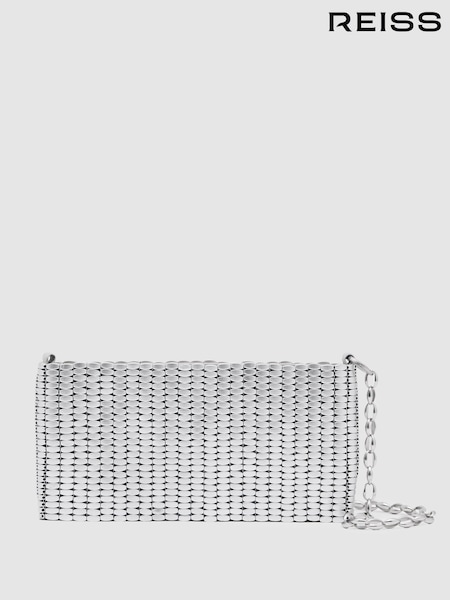 Reiss Silver Bailey Beaded Removable Strap Shoulder Bag (H86828) | €195