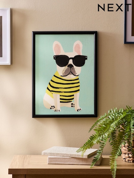 French Bulldog Hand Paint Detail Framed Wall Art (H86893) | 105 zł