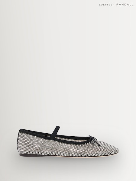 Loeffler Randall Silver Leonie Crystal Ballet Shoes (H87116) | SGD 581