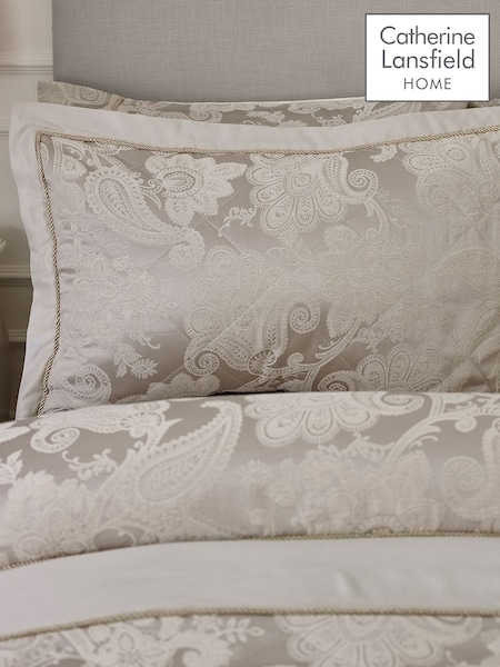 Catherine Lansfield Champagne Gold Opulent Jacquard Quilted Pillow Sham Pair (H87126) | AED116