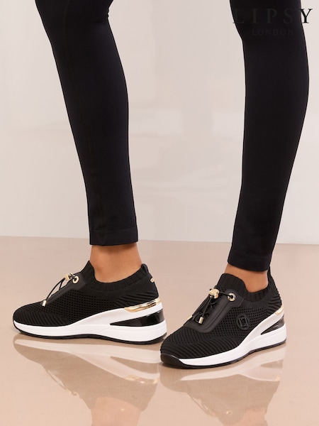 Lipsy Mid Wedge Knit Runner Sports Trainers (H87184) | kr723