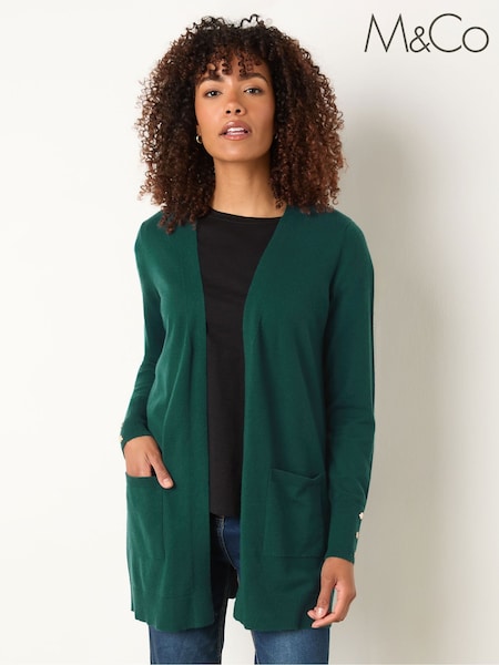 M&Co Green Button Detail Midi Length Cardigan (H87217) | €42