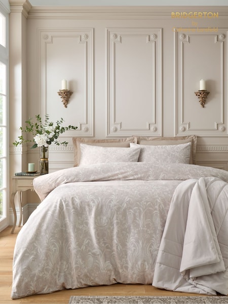 Bridgerton by Catherine Lansfield Natural Regal Birds Soft Velvet Duvet Cover Set (H87247) | €40 - €88