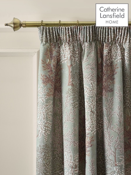 Catherine Lansfield Green Woodland Trees Lined Pencil Pleat Curtains (H87248) | €28 - €57
