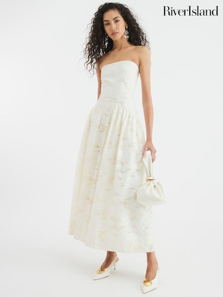 River Island Cream Bandeau Midi Dress (H87384) | €121