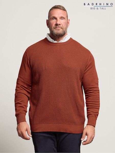 BadRhino Big & Tall Orange Cable Mockshirt Knitted Jumper (H87400) | AED198