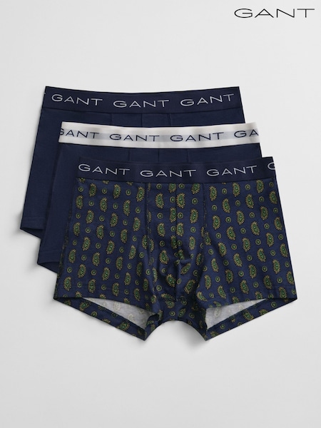 GANT Blue Paisley Print Stretch Cotton Boxers 3 Pack (H87417) | R$ 545