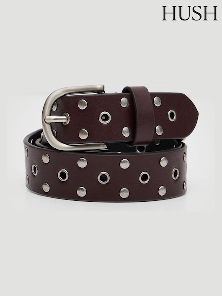 Hush Red Leather Studded Eyelet Belt (H87425) | €93