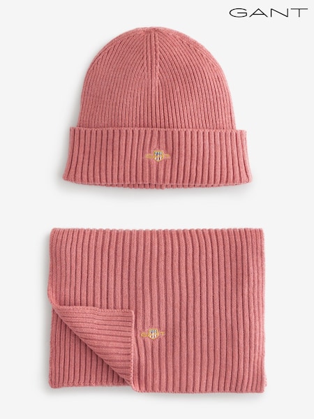 GANT Pink Shield Beanie and Scarf Gift Set (H87427) | €108