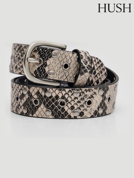 Hush Animal Print Leather Studded Eyelet Belt (H87440) | €93