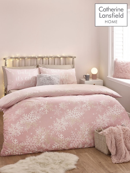 Catherine Lansfield Pink Baby Its Cold Outside Reversible Duvet Cover Set (H87446) | €23 - €37