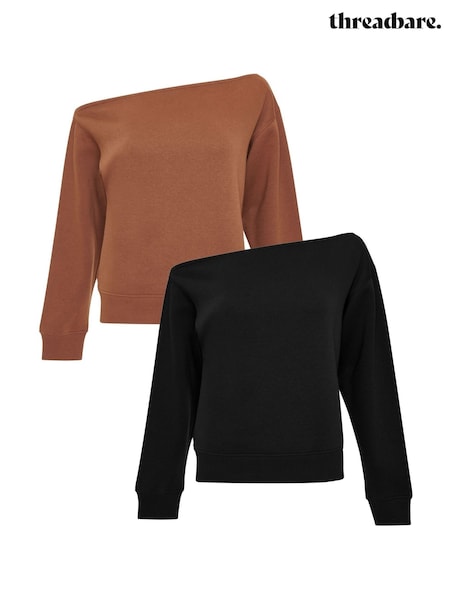 Threadbare Black Slash Neck Sweatshirts 2 Pack (H87549) | AED239