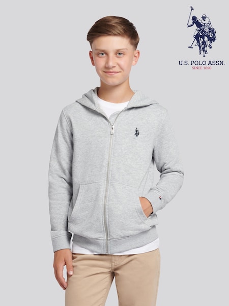 رمادي - هودي بسحاب Double Horsemen للنساء من U.s. Polo Assn.