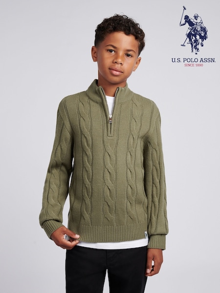 U.S. Polo Assn. Grey Boys Cable Knit Funnel Jumpers (H87706) | AED320 - AED384