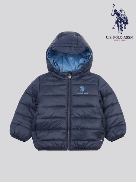 U.S. Polo Assn. Navy Blue Hooded Quilted Jacket with Peak (H87711) | €66