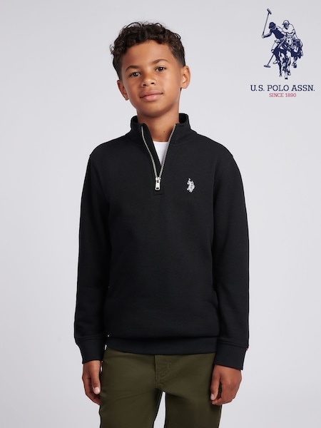 U.S. Polo Assn. Black Double Horsemen ¼ Zip Sweatshirt (H87718) | 198 QAR - 238 QAR