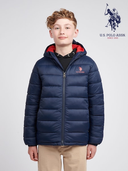 U.S. Polo Assn. Navy Blue Hooded Quilted Jacket (H87727) | 322 QAR - 386 QAR