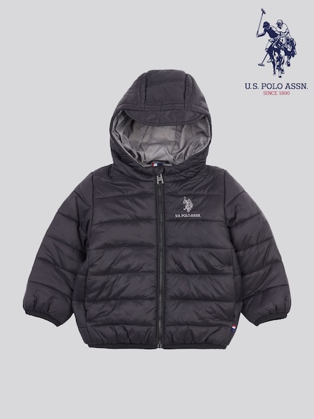 U.S. Polo Assn. Black Hooded Quilted Jacket with Peak (H87731) | €66