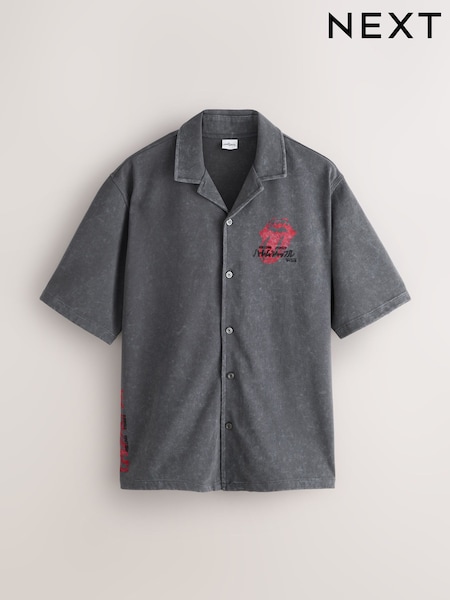 אפור פחם - License Snoopy Jersey Short Sleeve Shirt (H87793) | ‏155‏₪