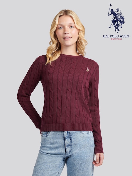U.S. Polo Assn. Brown Crew Neck Cable Jumper (H87905) | €77