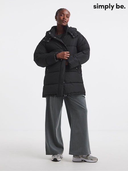 Simply Be Black Mid Line Padded Coat (H87932) | €90