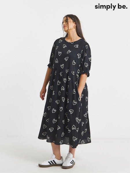 Simply Be Black A Line Midi Dress (H87933) | €56