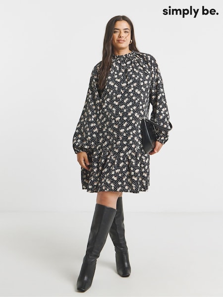 Simply Be Black Long Sleeve Wrap Maxi Dress (H87939) | €51