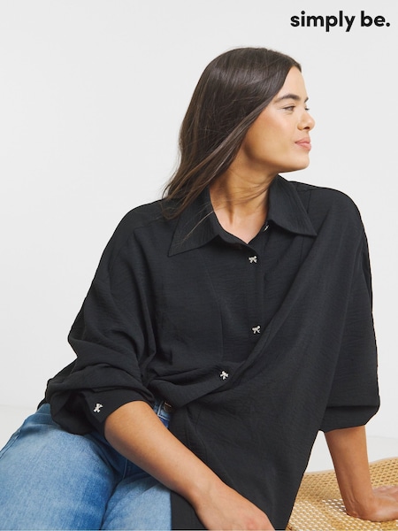 Schwarz - Simply Be Bow Button Detail Shirt (H87948) | 56 €
