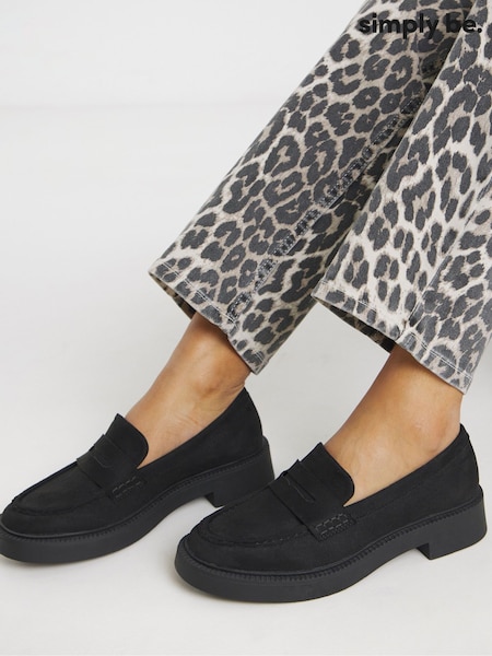 Simply Be Soft Black Wide Fit Chunky Mary Jane Shoes (H87975) | €53
