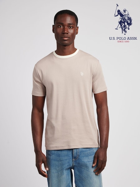 U.S. Polo Assn. Natural Mens Rib Texture T-Shirt (H88040) | €57