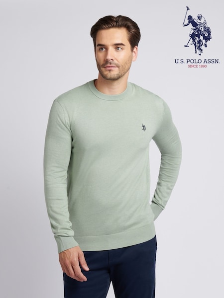 U.S. Polo Assn. Green Mens Cotton Crew Neck Jumper (H88060) | €85