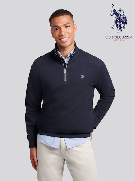 U.S. Polo Assn. Blue Mens French Rib 1/4 Funnel Sweatshirt (H88067) | €106