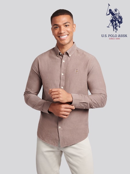 U.S. Polo Assn. Brown Mens Peached Oxford Shirt (H88080) | R$ 590