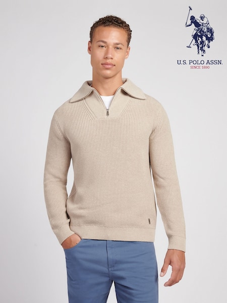 Nua - U.S. Polo Assn. Mens Aran Mix Knit Funnel Jumper (H88083) | R$ 740