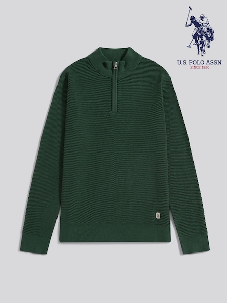 Verde - U.S. Polo Assn. Mens Twill Texture Knit Funnel Jumper (H88088) | 106 €