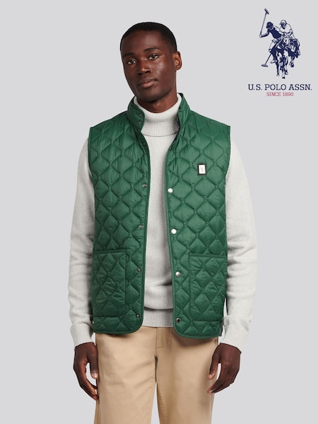 U.S. Polo Assn. Green Mens Onion Quilt Lightweight Gilet (H88092) | €113
