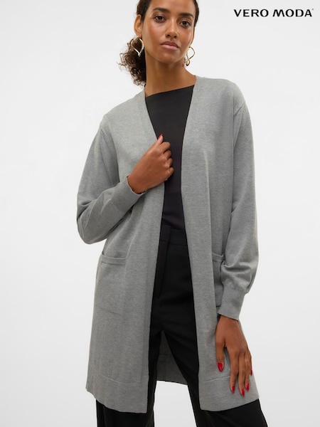 Cinza - VERO MODA Long Sleeve Open Cardigan (H88103) | R$ 335